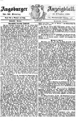 Augsburger Anzeigeblatt Sonntag 22. Oktober 1865