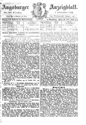 Augsburger Anzeigeblatt Dienstag 7. November 1865