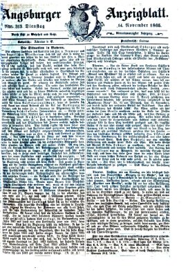 Augsburger Anzeigeblatt Dienstag 14. November 1865