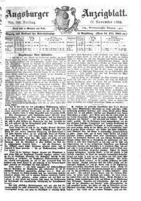 Augsburger Anzeigeblatt Freitag 17. November 1865