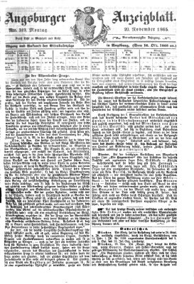 Augsburger Anzeigeblatt Montag 20. November 1865