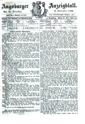 Augsburger Anzeigeblatt Dienstag 28. November 1865