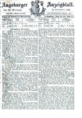 Augsburger Anzeigeblatt Mittwoch 29. November 1865