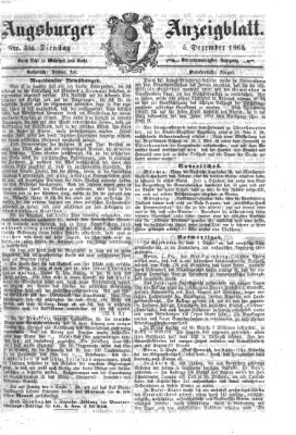 Augsburger Anzeigeblatt Dienstag 5. Dezember 1865