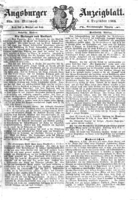 Augsburger Anzeigeblatt Mittwoch 6. Dezember 1865