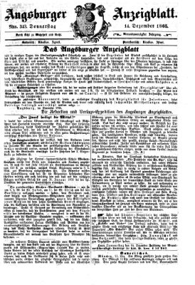 Augsburger Anzeigeblatt Donnerstag 14. Dezember 1865