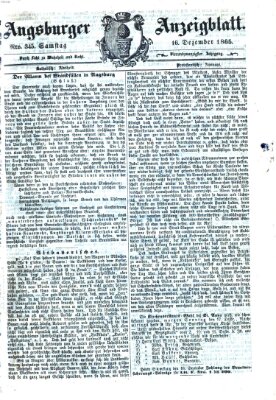 Augsburger Anzeigeblatt Samstag 16. Dezember 1865