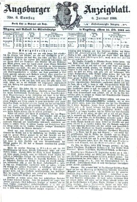 Augsburger Anzeigeblatt Samstag 6. Januar 1866