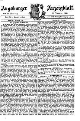 Augsburger Anzeigeblatt Freitag 12. Januar 1866