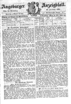 Augsburger Anzeigeblatt Dienstag 23. Januar 1866