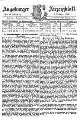 Augsburger Anzeigeblatt Samstag 3. Februar 1866