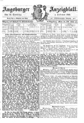 Augsburger Anzeigeblatt Sonntag 4. Februar 1866