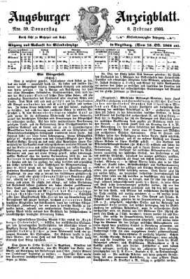 Augsburger Anzeigeblatt Donnerstag 8. Februar 1866