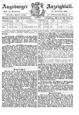 Augsburger Anzeigeblatt Samstag 10. Februar 1866