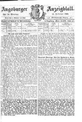 Augsburger Anzeigeblatt Montag 19. Februar 1866