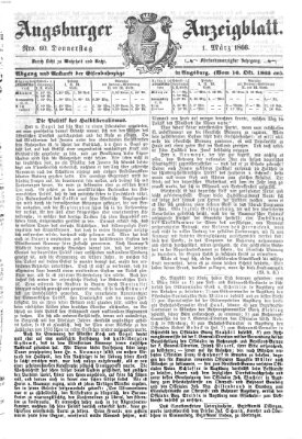 Augsburger Anzeigeblatt Donnerstag 1. März 1866