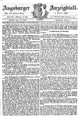 Augsburger Anzeigeblatt Donnerstag 5. April 1866