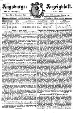 Augsburger Anzeigeblatt Samstag 7. April 1866