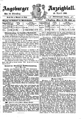 Augsburger Anzeigeblatt Dienstag 10. April 1866