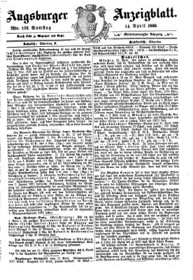 Augsburger Anzeigeblatt Samstag 14. April 1866