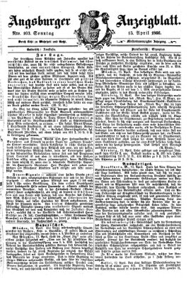 Augsburger Anzeigeblatt Sonntag 15. April 1866