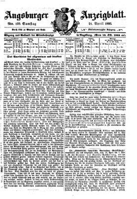 Augsburger Anzeigeblatt Samstag 21. April 1866