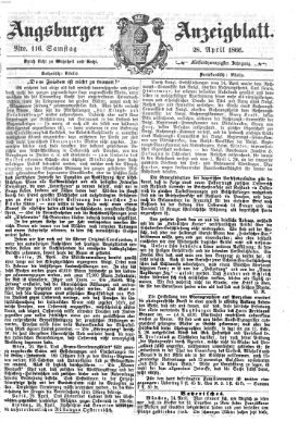 Augsburger Anzeigeblatt Samstag 28. April 1866