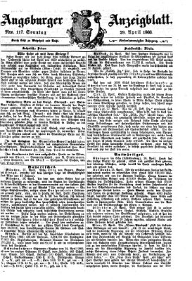 Augsburger Anzeigeblatt Sonntag 29. April 1866