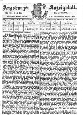 Augsburger Anzeigeblatt Dienstag 12. Juni 1866