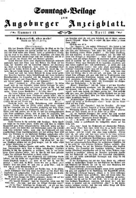 Augsburger Anzeigeblatt Sonntag 1. April 1866