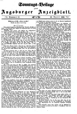 Augsburger Anzeigeblatt Sonntag 29. April 1866