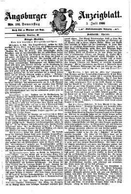 Augsburger Anzeigeblatt Donnerstag 5. Juli 1866