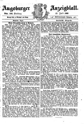 Augsburger Anzeigeblatt Freitag 13. Juli 1866