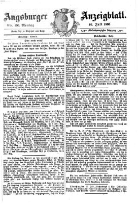 Augsburger Anzeigeblatt Montag 16. Juli 1866