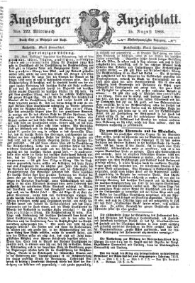 Augsburger Anzeigeblatt Mittwoch 15. August 1866