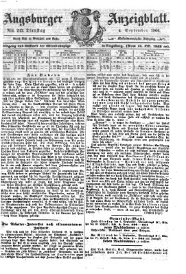 Augsburger Anzeigeblatt Dienstag 4. September 1866