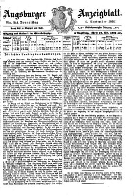 Augsburger Anzeigeblatt Donnerstag 6. September 1866