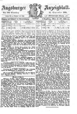 Augsburger Anzeigeblatt Samstag 22. September 1866