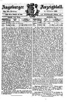 Augsburger Anzeigeblatt Freitag 5. Oktober 1866