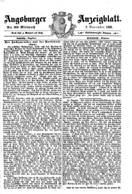 Augsburger Anzeigeblatt Mittwoch 7. November 1866