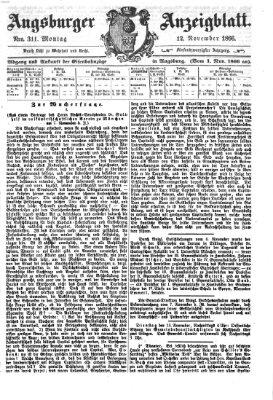 Augsburger Anzeigeblatt Montag 12. November 1866