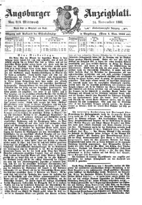 Augsburger Anzeigeblatt Mittwoch 14. November 1866