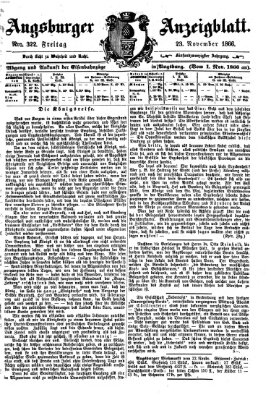 Augsburger Anzeigeblatt Freitag 23. November 1866