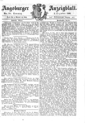 Augsburger Anzeigeblatt Sonntag 2. Dezember 1866