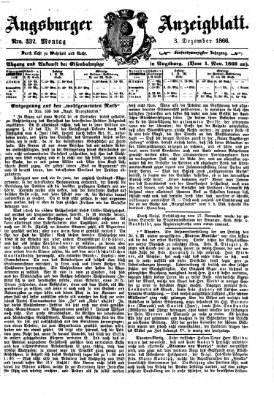 Augsburger Anzeigeblatt Montag 3. Dezember 1866