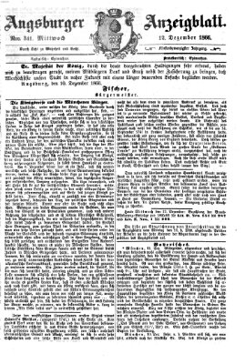 Augsburger Anzeigeblatt Mittwoch 12. Dezember 1866