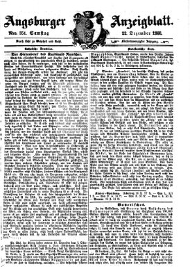 Augsburger Anzeigeblatt Samstag 22. Dezember 1866