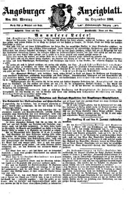 Augsburger Anzeigeblatt Montag 24. Dezember 1866