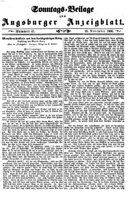 Augsburger Anzeigeblatt Sonntag 25. November 1866