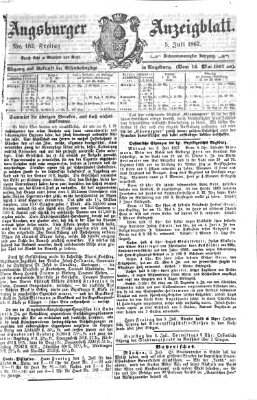 Augsburger Anzeigeblatt Freitag 5. Juli 1867